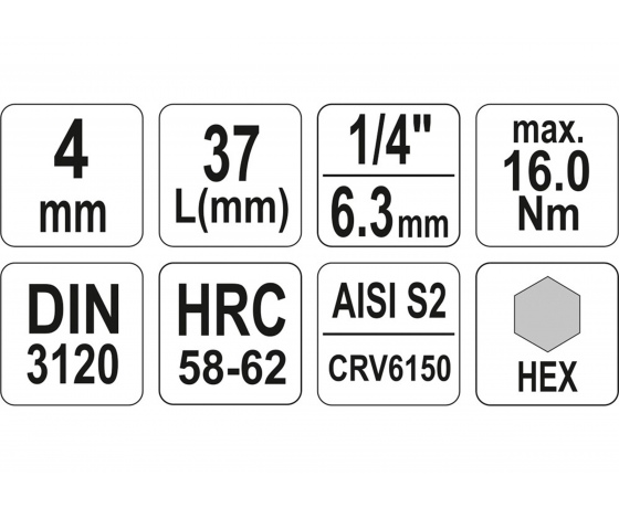 Фото 3 - Головка торцева з насадкою викрутковою HEX YATO 1/4