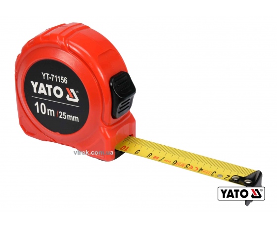 Фото 2 - Рулетка YATO 10 м x 25 мм зі сталевою стрічкою і нейлоновим покриттям і подвійним блокуванням