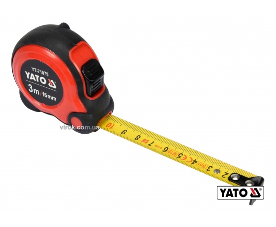 Фото 2 - Рулетка YATO 3 м x 16 мм зі сталевою стрічкою і нейлоновим покриттям і подвійним блокуванням