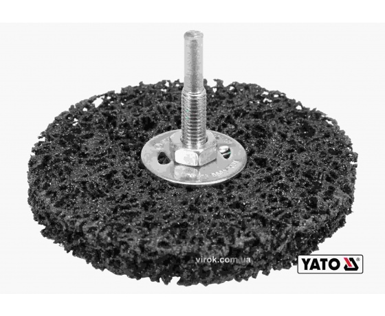 Фото 2 - Щітка дискова з синтетичного волокна до дрилі YATO Ø100 мм 4500 об/хв зі шпинделем Ø6 мм