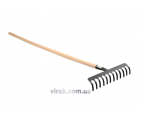Фото 2 - Граблі садові металеві з дерев'яною ручкою FLO 140 см 16 зубів