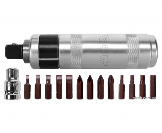 Фото 3 - Викрутка-тримач ударна YATO з насадками 15 шт