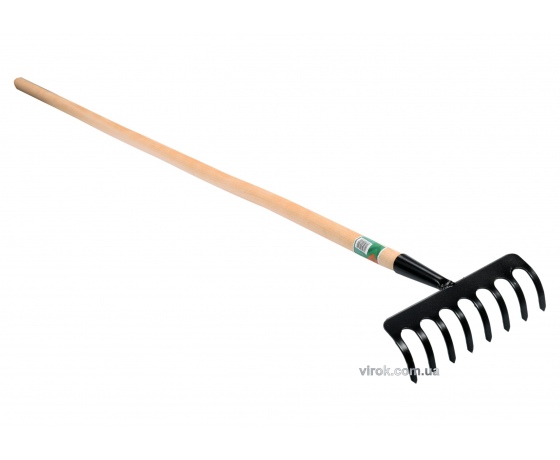 Фото 2 - Граблі садові металеві з дерев'яною ручкою FLO 8 зубів