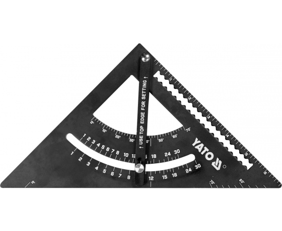 Фото 3 - Кутник алюмінієвий 90°-45°-45° YATO l= 170 мм з транспортиром і стрілкою