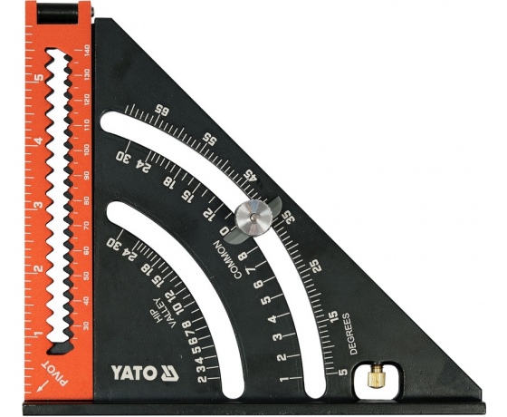Фото 3 - Кутник алюмінієвий зі стопкою- 140 мм, 90°-45°-45° YATO l= 210/290 мм з транспортиром