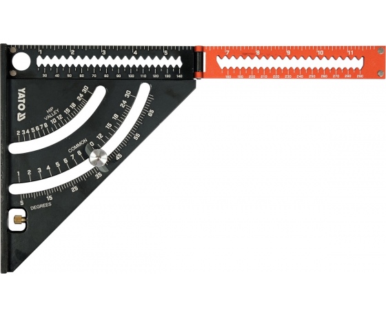 Фото 4 - Кутник алюмінієвий зі стопкою- 140 мм, 90°-45°-45° YATO l= 210/290 мм з транспортиром