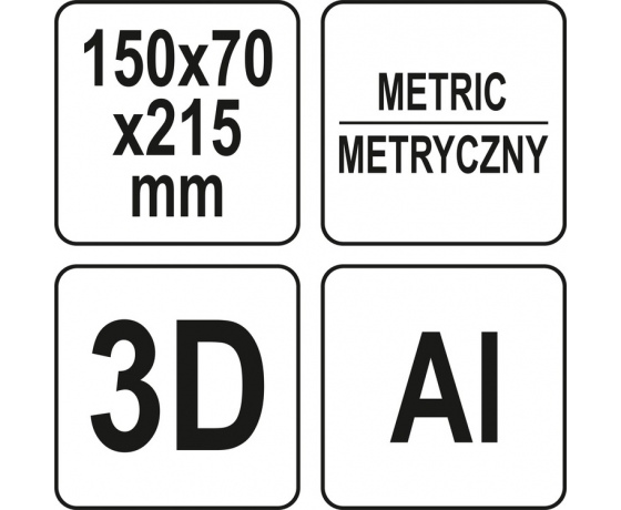 Фото 5 - Кутник алюмінієвий стереометричний 3D YATO 150х 70х 215 мм з транспортиром і шаблонами отворів