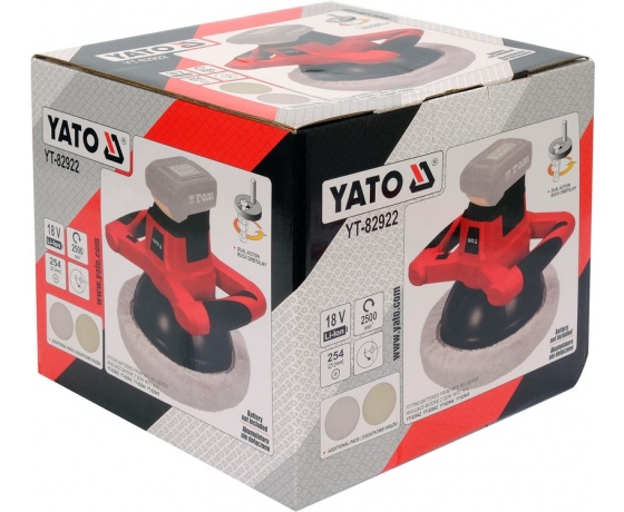 Фото 5 - Полірувальна машина акумуляторна YATO: Li-Ion 18 В, (без акумулятора) 2500 об/хв, диск Ø= 250 мм