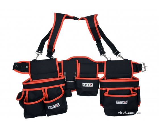 Фото 2 - Пояс з 2 накладними торбами з кишенями для інструментів YATO 1280 мм