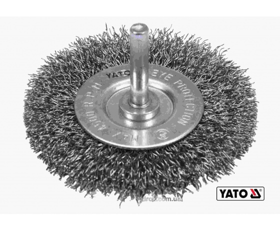 Фото 2 - Щітка дискова зачисна з нержавіючої сталі до дрилі YATO Ø75 мм 4500 об/хв зі шпинделем Ø6 мм