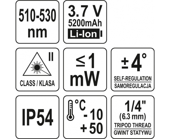 Фото 7 - Нівелір лазерний самонівелюючий YATO : 12 променів, точність- ±3 мм/ 10 м, верт./гориз. промені