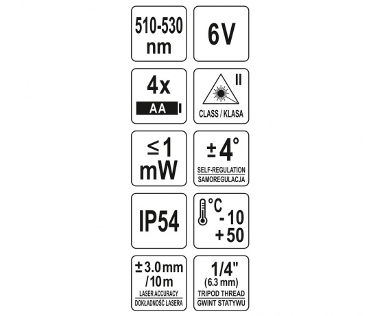 Фото 7 - Нівелір лазерний самонівелюючий YATO : 5 променів, точність- ±3 мм/ 10 м, верт./гориз. промені