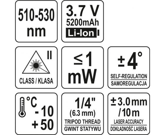 Фото 6 - Нівелір лазерний самонівелюючий YATO : точність- ±3 мм/ 10 м, верт./гориз. промені