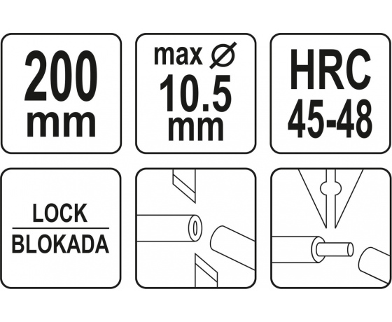 Фото 5 - Кліщі для обрізання і знімання ізоляції з провідників YATO Ø≤ 10,5 мм, L= 200 мм