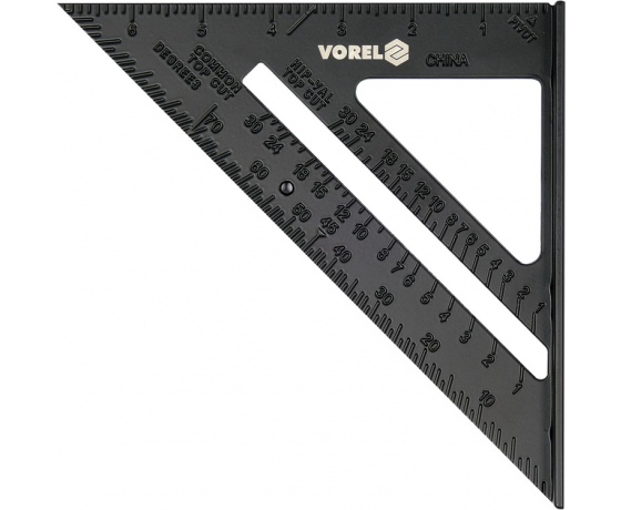Фото 2 - Кутник алюмінієвий VOREL зі стопкою, 180х 180х 250 мм і метричною шкалою