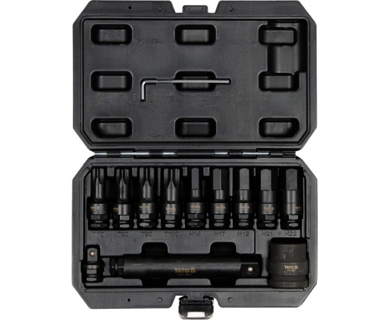 Фото 3 - Набір насадок ударних YATO TORX, HEX до квадратів 1/2