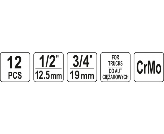 Фото 6 - Набір насадок ударних YATO TORX, HEX до квадратів 1/2
