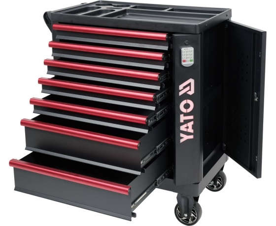 Фото 5 - Шафа-візок для інструментів YATO з 7 шуфлядами, 982x 755x 455 мм, кодовий замок