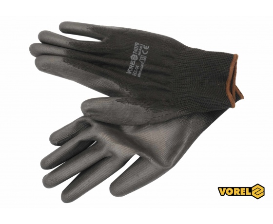 Фото 2 - Рукавиці робочі чорні VOREL поліестер покритий поліуретаном розмір 9