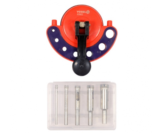 Фото 2 - Шаблон для свердління в плитці  VOREL: зі свердлами Ø 4- 12 мм, l= 55 мм і присоскою