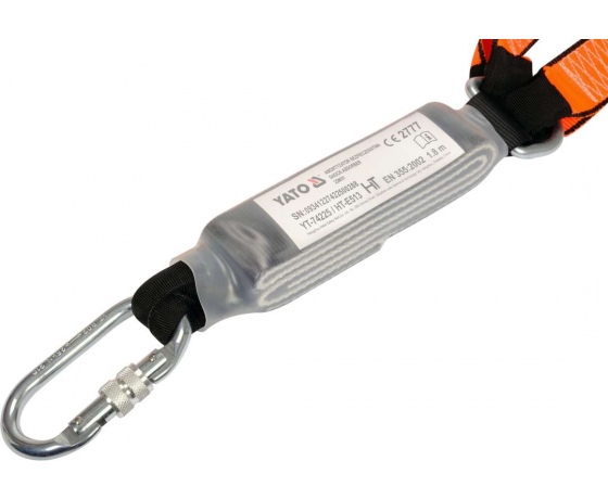 Фото 3 - Амортизатор 2-стрічковий для безпеки висотних робіт YATO, з карабінами. l= 1,8 м, M= 100 кг