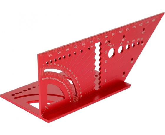Фото 3 - Кутник алюмінієвий стереометр. 3D YATO 150х 70х 215 мм, 45°, 90° з транспортиром і шаблонами отворів