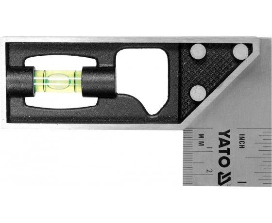 Фото 3 - Кутник слюсара з нержавіючої сталі YATO: 90° з метричною шкалою і рівневою капсулою, 150 мм