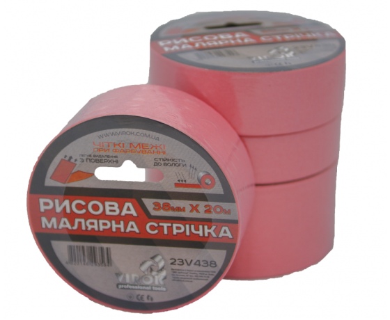 Фото 2 - Малярна стрічка рисова VIROK  38мм х 20 м., рожева