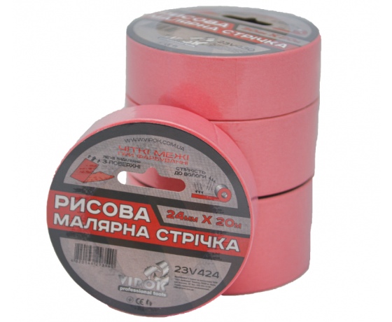 Фото 2 - Малярна стрічка рисова VIROK  24мм х 20 м., рожева