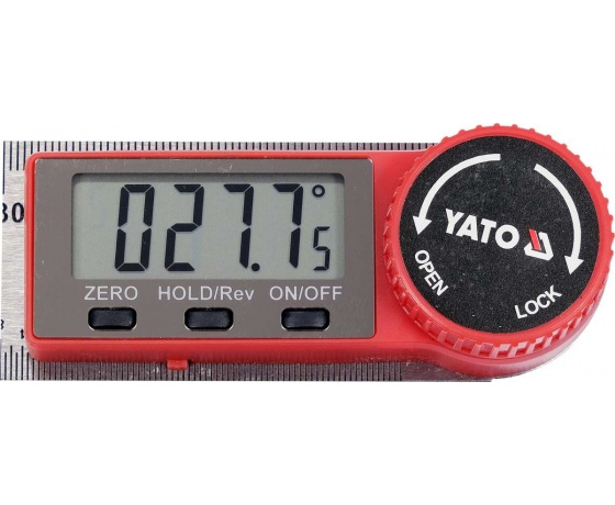 Фото 4 - Кутомір електронний YATO; l= 500 мм, діапазон 0-360° з живленням від батарейки 3V; CR2032