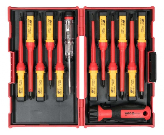 Фото 3 - Набір викруток діелектричних ізольованих YATO: до 1000 V, 13 шт. в футлярі