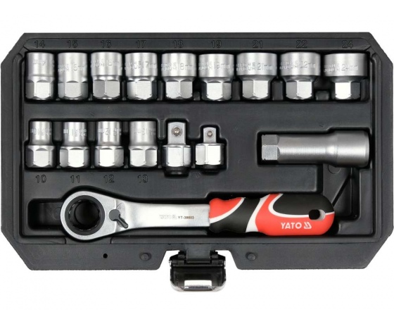 Фото 3 - Набір головок торцевих наскрізних SPLINE YATO: квадрат 3/8