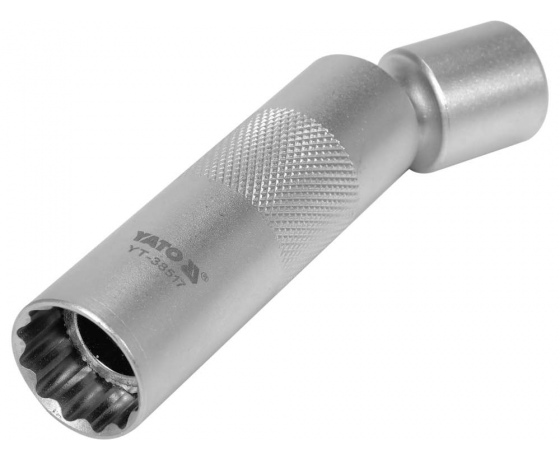 Фото 3 - Головка торцева 12-гранна до свічок двигунів тонкостін YATO М16 з кардан приводом, квад 3/8