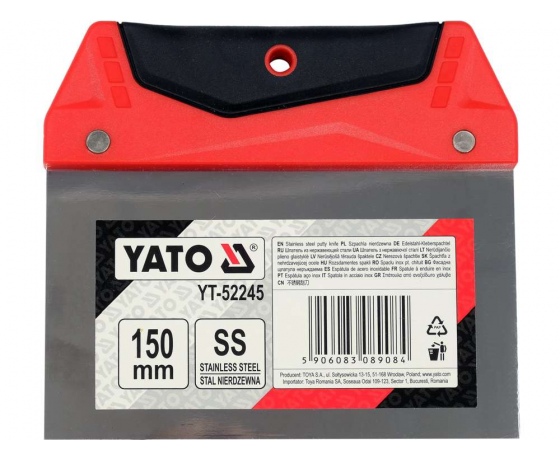 Фото 3 - Шпатель для фінішного шпаклювання YATO, 150 мм t= 0.5 мм з нержавіючої сталі