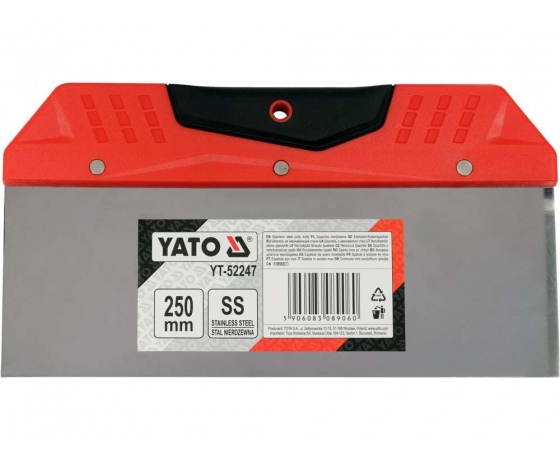 Фото 3 - Шпатель для фінішного шпаклювання YATO, 250 мм t= 0.5 мм з нержавіючої сталі
