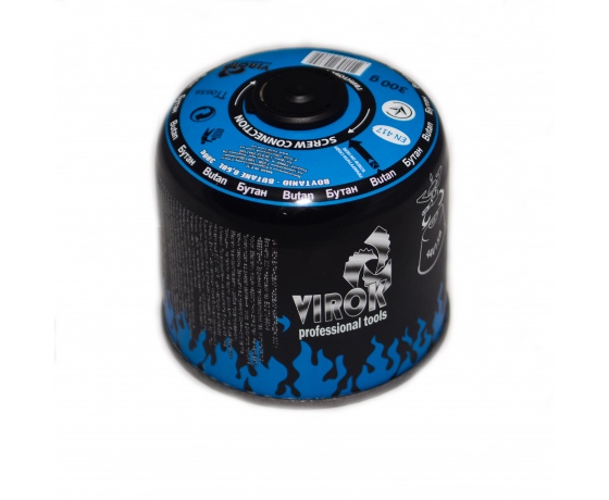 Фото 2 - Балон газовий 1-разовий VIROK з різьбою (7/16) 300g/600ml. для плит/кемпінгу (EN417) [24]