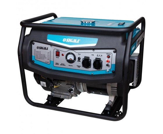 Фото 5 - Набор генератор 5.0/5.5кВт 4-х тактный ручной запуск + Компрессор двухцилиндровый ременной 2.5кВт 335л/мин 10бар 50л SIGMA (57104612)