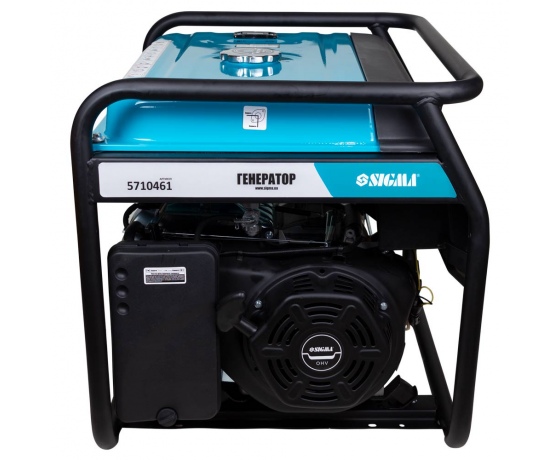 Фото 6 - Набор генератор 5.0/5.5кВт 4-х тактный ручной запуск + Компрессор двухцилиндровый ременной 2.5кВт 335л/мин 10бар 50л SIGMA (57104612)