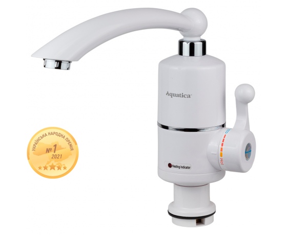 Фото 2 - Кран-водонагреватель проточный NZ 3.0кВт 0.4-5бар для кухни гусак прямой на гайке AQUATICA (NZ-6B212W)