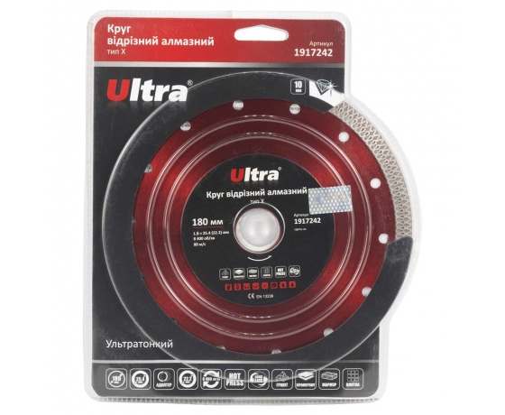 Фото 6 - Круг отрезной алмазный тип Х Ø180×25.4 (22.2)мм ULTRA (1917242)
