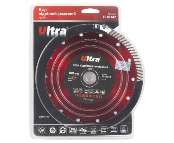Фото 6 - Круг отрезной алмазный Турбо Ø180×22.2мм ULTRA (1918342)