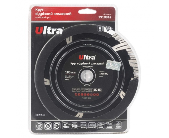 Фото 6 - Круг отрезной алмазный Глубокий рез Ø180×22.2мм ULTRA (1918842)