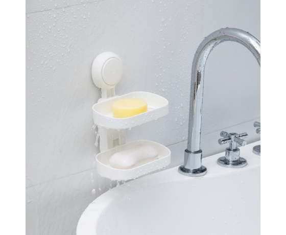 Фото 7 - Мыльница на вакуумной присоске двойная s42 142×111×201мм AQUATICA (9784290)