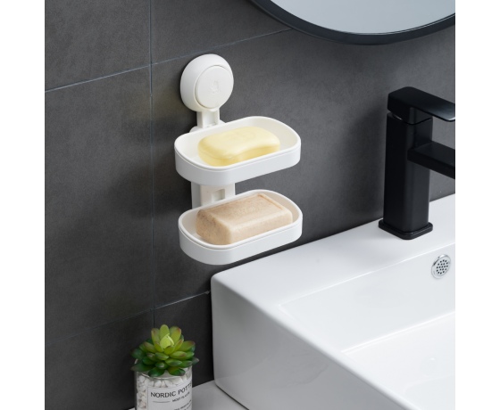 Фото 8 - Мыльница на вакуумной присоске двойная s42 142×111×201мм AQUATICA (9784290)