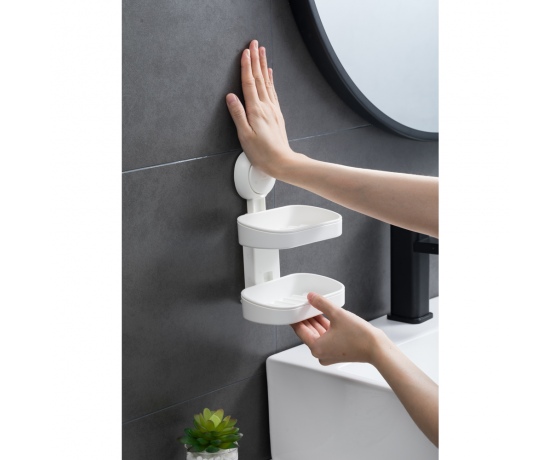 Фото 9 - Мыльница на вакуумной присоске двойная s42 142×111×201мм AQUATICA (9784290)