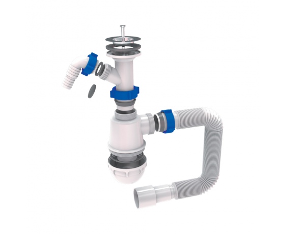 Фото 2 - Сифон для кухонной мойки с нержавеющим выпуском 1½