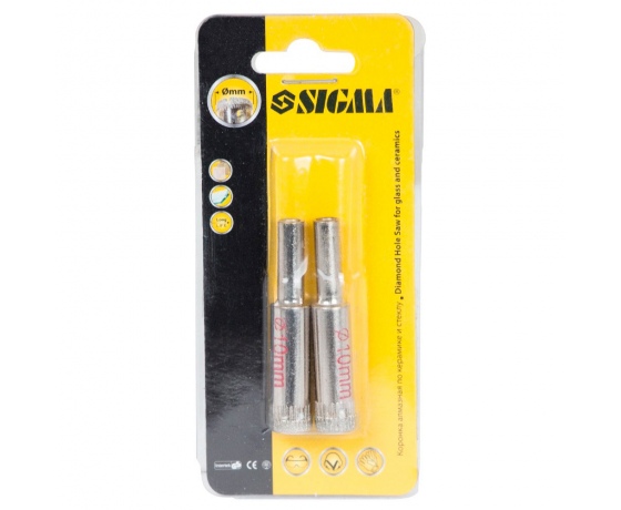 Фото 3 - Коронки алмазные по керамике и стеклу Ø10мм (КРАТНО 2шт) SIGMA (1541101)