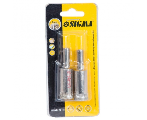 Фото 3 - Коронки алмазные по керамике и стеклу Ø14мм (КРАТНО 2шт) SIGMA (1541141)