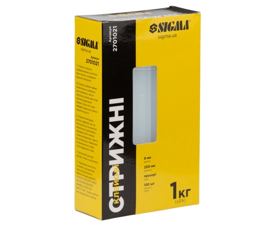Фото 3 - Стержни клеевые Ø8×200мм 1кг (прозрачные) SIGMA (2701021)