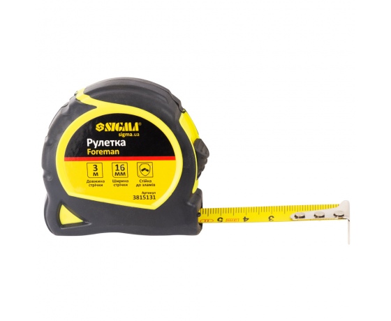 Фото 3 - Рулетка Foreman 3м×16мм без ремешка SIGMA (3815131)